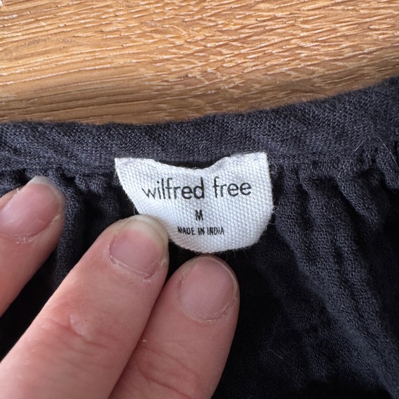 Aritzia Wilfred Free Sail Midi Dress Button Front Shirt Gauze Black Medium - Picture 6 of 8